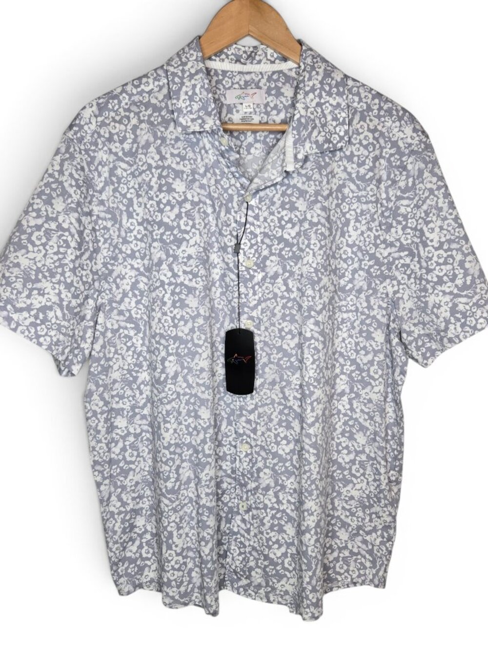NWT Greg Norman Performance Button Down Shirt Mens Abstract Floral Resortwear L
